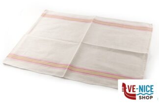 0 CONFEZIONE 12 CANOVACCI DA CUCINA CM 50X70 IN COTONE BIANCO CON RIGHE COLORI ASSORTITI CASAMIA SRL