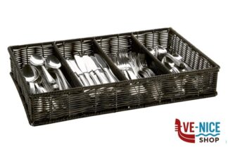 0 CESTELLO PORTAPOSATE POLIPROPILENE-METALLO 4 SCOMPARTI GN 1.1 CM.53X32,5XH.9 MARRONE-NERO 11966 APS ASSHEUER POTT GMBH E CO KG