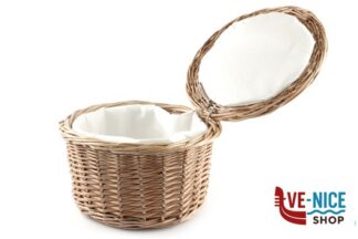 alzate CESTINO TONDO PORTAUOVA (CIRCA 20 PEZZI) LEGNO E TESSUTO INTERNO CM.26 H.17. 30299 APS  ASSHEUER POTT GMBH E CO KG