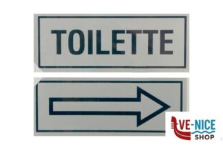 segnaletiche CONFEZIONE 2 TARGHE ADESIVE STAMPATE CM 15X6 TOILETTE-FRECCIA EUROTARGHE SNC DI POZZAGLIO ANTONIO E C.