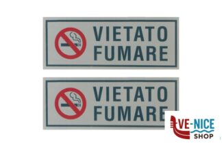 segnaletiche CONFEZIONE 2 TARGHE ADESIVE STAMPATE CM 15X6 VIETATO FUMARE CON SIMBOLO EUROTARGHE SNC DI POZZAGLIO ANTONIO E C.