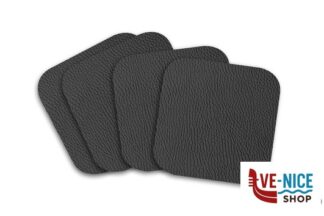 tovagliette/tovaglioli CONFEZIONE 4 SOTTOBICCHIERI IN ECOCUOIO RIGENERATO QUADRATI CM.11X11 NERO IMPORT PROFESSIONAL