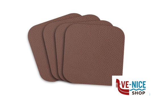 tovagliette/tovaglioli CONFEZIONE 4 SOTTOBICCHIERI IN ECOCUOIO RIGENERATO QUADRATI CM.11X11 TABACCO IMPORT PROFESSIONAL