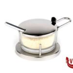 formaggera CLASSIC-FORMAGGIERA INOX-VETRO CM 10,5 H. 7 CM ACCIAIO INOX 18/8 CON CUCCHIAIO APS  ASSHEUER POTT GMBH E CO KG