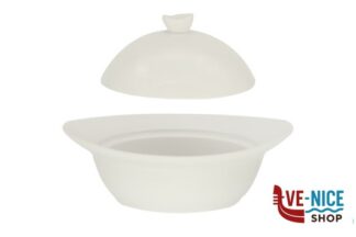 porcellana COCOTTE BIANCA OVALE CON COPERCHIO CM.16,6X14,3XH.9 BA0260 IMPORT TAVOLA PROFESSIONAL
