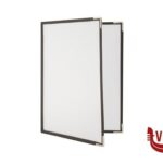 porta menu CRYSTAL - SET 3 PORTAMENU DOPPI TRASPARENTE CON BORDO IN METALLO CM 32X23,7XH.1,5 SECURIT