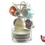 porcellana CUPS NEW-SET 6 TAZZE CAFFE CON PIATTO APPENDINO ASSORTITE  JY-TNCS05 IMPORT TAVOLA