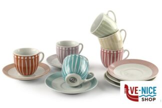 porcellana CUPS NEW-SET 6 TAZZE CAFFE CON PIATTO ASSORTITE JY-TNCS01 IMPORT TAVOLA