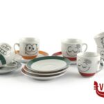 porcellana CUPS NEW-SET 6 TAZZE CAFFE CON PIATTO ASSORTITE  JY-TNCS02 IMPORT TAVOLA