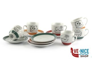 porcellana CUPS NEW-SET 6 TAZZE CAFFE CON PIATTO ASSORTITE JY-TNCS02 IMPORT TAVOLA