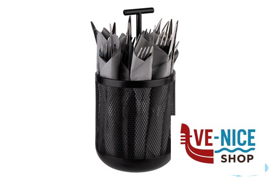 inox DART- CESTINO IN METALLO A 3 COMPARTIMENTI DIAMETRO CM 12 H 25 NERO, INSERTI IN SILICONE APS ASSHEUER POTT GMBH E CO KG - immagine 2