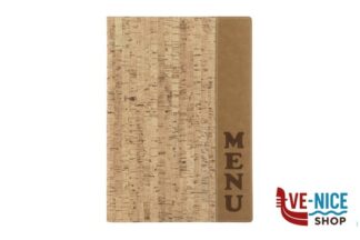 porta menu DESIGN EFFETTO SUGHERO-PORTAMENU A4 CON ELESTICO PER CONTENERE GLI INSERTI CONTIENE MAX 10 PAGINE 1 INSERTO INCLUSO SECURIT