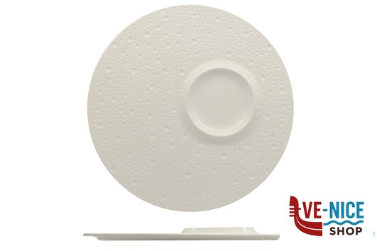 ceramica DEVA BIANCO-PIATTO FLAT GOURMET ASIMMETRICO CM 30 ALLUMINA IMPORT TAVOLA PROFESSIONAL
