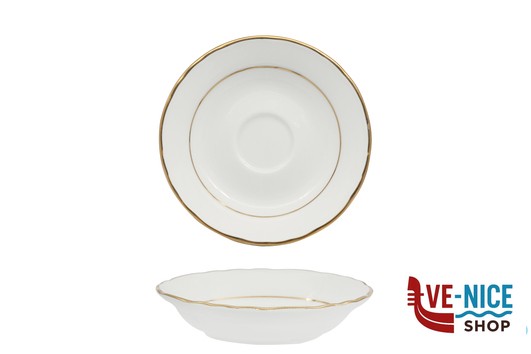 tazze da caffe' DIANA GOLD - PIATTINO TAZZA CAFFE CM 12 CON DOPPIO FILO ORO AL BORDO 3MM E AL MARLY 1MM IMPORT TAVOLA PROFESSIONAL
