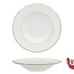 fondo DIANA GOLD - PIATTO FONDO CM 23 CON DOPPIO FILO ORO AL BORDO 3MM E AL MARLY 1MM IMPORT TAVOLA PROFESSIONAL