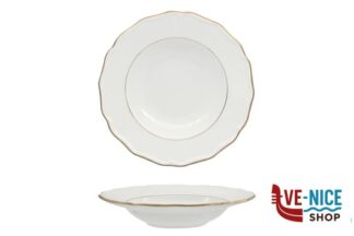 fondo DIANA GOLD - PIATTO FONDO CM 23 CON DOPPIO FILO ORO AL BORDO 3MM E AL MARLY 1MM IMPORT TAVOLA PROFESSIONAL