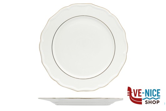 piano DIANA GOLD - PIATTO PIANO CM 32,5 CON DOPPIO FILO ORO AL BORDO 3MM E AL MARLY 1MM IMPORT TAVOLA PROFESSIONAL