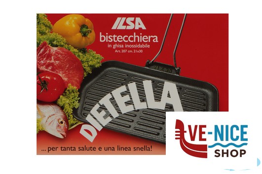 piastre per cottura DIETELLA - BISTECCHIERA GHISA RETTANGOLARE CM.21X30 ANCHE PER INDUZIONE ILSA - immagine 4
