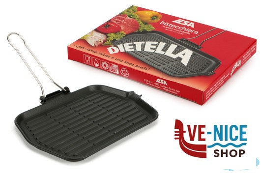 piastre per cottura DIETELLA - BISTECCHIERA GHISA RETTANGOLARE CM.21X30 ANCHE PER INDUZIONE ILSA - immagine 2