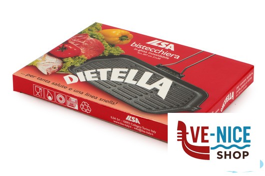 piastre per cottura DIETELLA - BISTECCHIERA GHISA RETTANGOLARE CM.21X30 ANCHE PER INDUZIONE ILSA - immagine 3