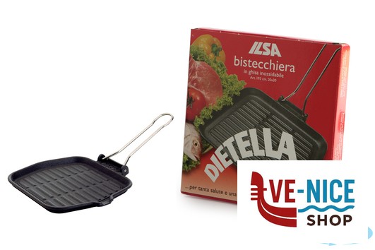 piastre per cottura DIETELLA - BISTECCHIERA GHISA QUADRATA CM 20 ANCHE PER INDUZIONE ILSA - immagine 2