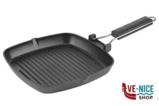 antiederente DIETIGRILL INDUCTION BISTECCHIERA QUADRA CM 26X26 IN ALLUMINIO PRESSOFUSO RIVESTIMENTO ANTIADERENTE FONDO PER INDUZIONE ILSA