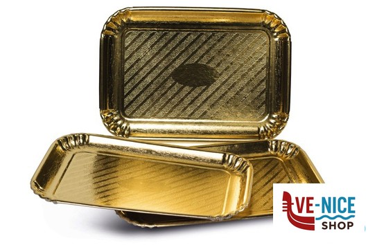 preparazione cibi EASY BAKE-SET 3 VASSOI RETTANGOLARI ORO CM.19X28 GUARDINI