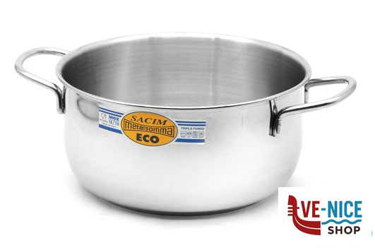 inox ECO - CASSERUOLA FONDA 2MANICI CM28 INOX 205-28 METALSOMMA