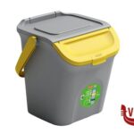 pattumiere ECO WAY-PATTUMIERA LT.28 GRIGIO-GIALLO CM 37X38,5XH41 IMPILABILE STEFANPLAST
