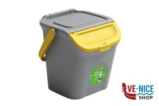pattumiere ECO WAY-PATTUMIERA LT.28 GRIGIO-GIALLO CM 37X38,5XH41 IMPILABILE STEFANPLAST