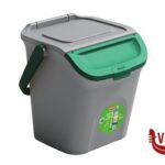 pattumiere ECO WAY-PATTUMIERA LT.28 GRIGIO-VERDE CM 37X38,5XH41 IMPILABILE STEFANPLAST