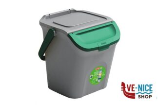 pattumiere ECO WAY-PATTUMIERA LT.28 GRIGIO-VERDE CM 37X38,5XH41 IMPILABILE STEFANPLAST