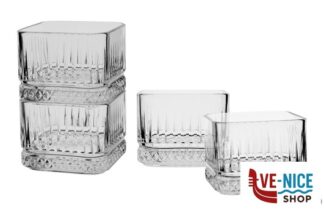 ciotolina ELYSIA - CONFEZIONE 4 COPPETTE QUADRATE IMPILABILI CL 23,5 CM 8 H.6,2 PASABAHCE