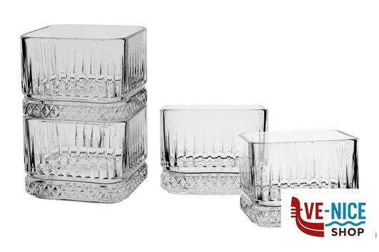 ciotolina ELYSIA - CONFEZIONE 4 COPPETTE QUADRATE IMPILABILI CL 23,5 CM 8 H.6,2 PASABAHCE