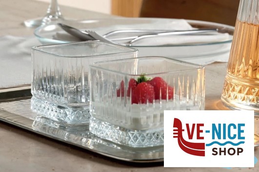 ciotolina ELYSIA - CONFEZIONE 4 COPPETTE QUADRATE IMPILABILI CL 23,5 CM 8 H.6,2 PASABAHCE - immagine 3