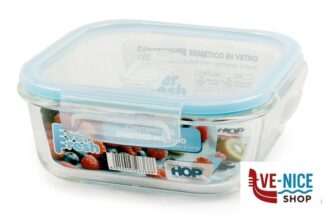 vetro EVER FRESH-CONTENITORE QUADRO 1200ML CM.17,5X17,5X6,4 IN VETRO BOROSILICATO IMPORT CUCINA