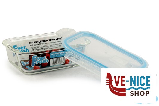 vetro EVER FRESH-CONTENITORE RETTANGOLARE 640ML CM.17X12,4X5,3 IN VETRO BOROSILICATO IMPORT CUCINA - immagine 4