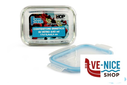 vetro EVER FRESH-CONTENITORE RETTANGOLARE 640ML CM.17X12,4X5,3 IN VETRO BOROSILICATO IMPORT CUCINA - immagine 3