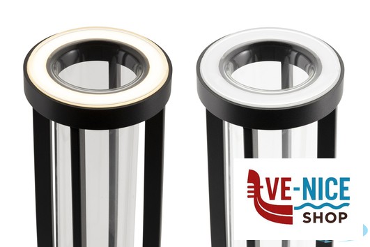 lampade FLORENCE-LAMPADA DA TAVOLO-VASO FIORI NERA VETRO-METALLO CM 9X9H.26 RICARICABILE SECURIT - immagine 3