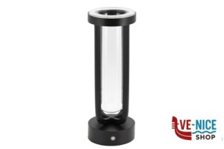 lampade FLORENCE-LAMPADA DA TAVOLO-VASO FIORI NERA VETRO-METALLO CM 9X9H.26 RICARICABILE SECURIT