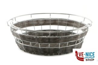 0 FRAMES-CESTA BUFFET POLIPROPILENE TONDA CM.40XH.12,5 MARRONE CON FILO CROMATO -SENZA CUPOLA- 40295 APS ASSHEUER POTT GMBH E CO KG