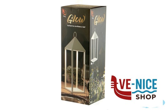 lampade GLOW-LANTERNA LED CM.15X15XH.50 BIANCA IMPORT TAVOLA PROFESSIONAL - immagine 3