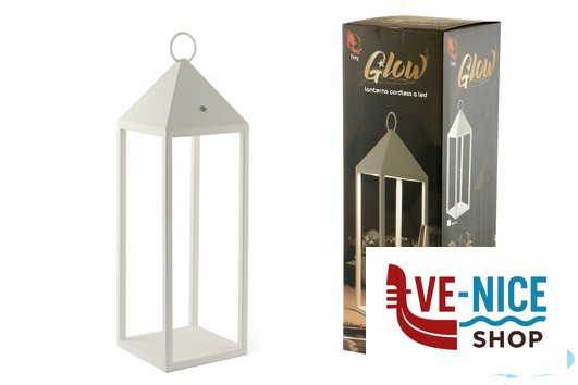 lampade GLOW-LANTERNA LED CM.15X15XH.50 BIANCA IMPORT TAVOLA PROFESSIONAL - immagine 2