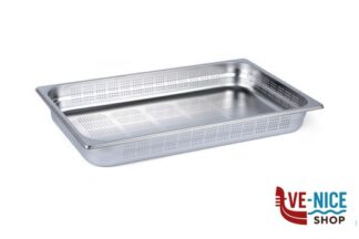 contenitori GN INOX 1.1-BACINELLA FORATA SIA SUL FONDO CHE SUI LATI CM.53X32 H6,5 SPESSORE 0,7MM MORI2A