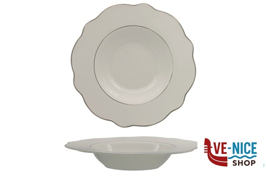 fondo GRACE FILO ORO-PASTA BOWL IN PORCELLANA ALLUMINICA CM 27 INTERNO CM 16,5 IMPORT TAVOLA PROFESSIONAL