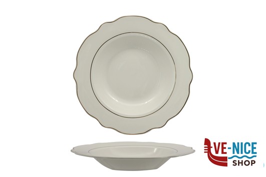 fondo GRACE FILO ORO-PIATTO FONDO IN PORCELLANA ALLUMINICA CM 22 IMPORT TAVOLA PROFESSIONAL