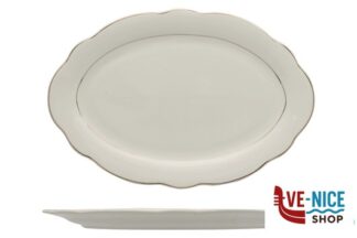 servizi GRACE FILO ORO-PIATTO OVALE IN PORCELLANA ALLUMINICA CM 36X24,5 IMPORT TAVOLA PROFESSIONAL