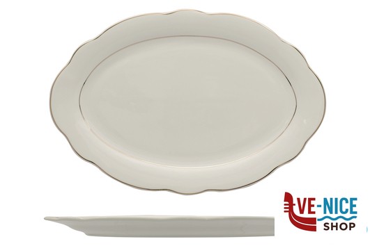 servizi GRACE FILO ORO-PIATTO OVALE IN PORCELLANA ALLUMINICA CM 36X24,5 IMPORT TAVOLA PROFESSIONAL