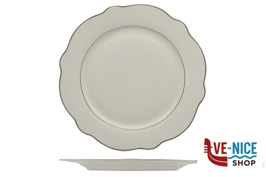 piano GRACE FILO ORO-PIATTO PIANO IN PORCELLANA ALLUMINICA CM 30,5 IMPORT TAVOLA PROFESSIONAL