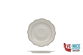tazze da caffe' GRACE FILO ORO-PIATTO TAZZA CAFFE IN PORC. ALLUMINICA CM 12,5 IMPORT TAVOLA PROFESSIONAL
